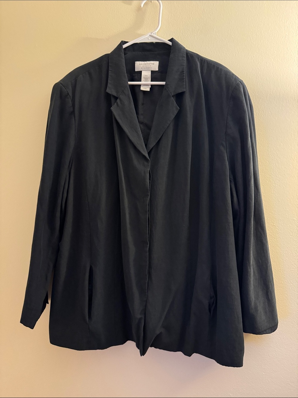LIZ CLAIBORNE BY ELISABETH Vintage Black Linen & Silk Blend Blazer